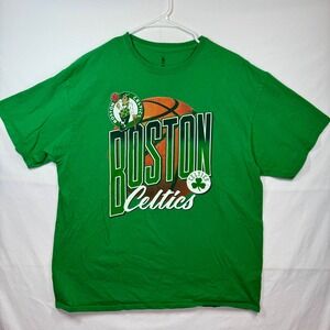 NBA Boston Celtics‎ Graphic T-Shirt Basketball Logo Green Mens Sz Large